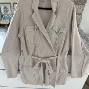 Barefoot Dreams CozyChic Light Gray 4 Pocket Jacket / Cardigan